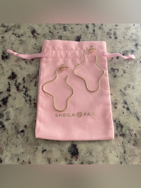 Sheila Fajl Jewelry - Sheila Fajl Long Wiggle Wiggle Hoop Earrings 18K Brushed Gold Finish 3”
